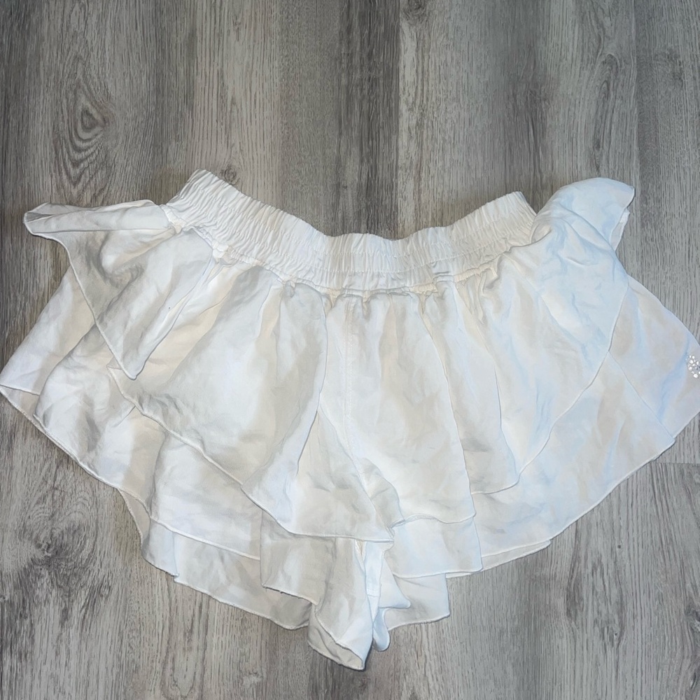 White Ruffle Women's Shorts
